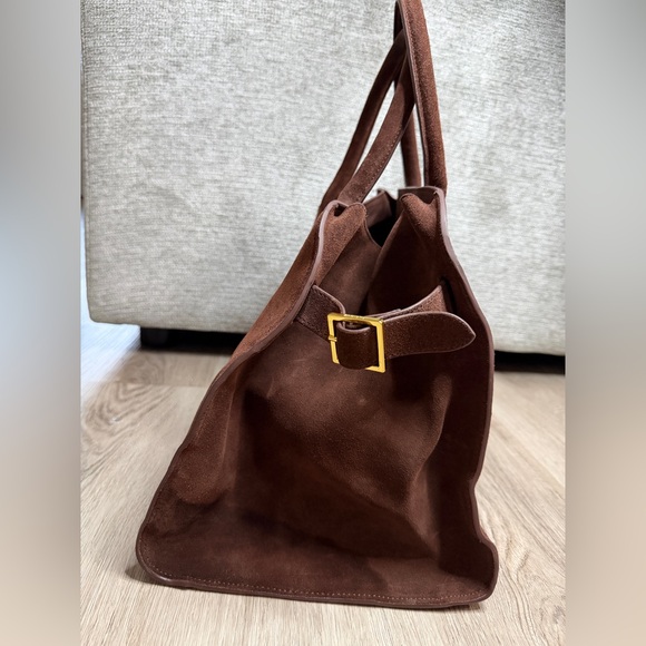 The Row Margaux 15 Suede Tote Bag Brown Made In Italy - Picture 4 of 16